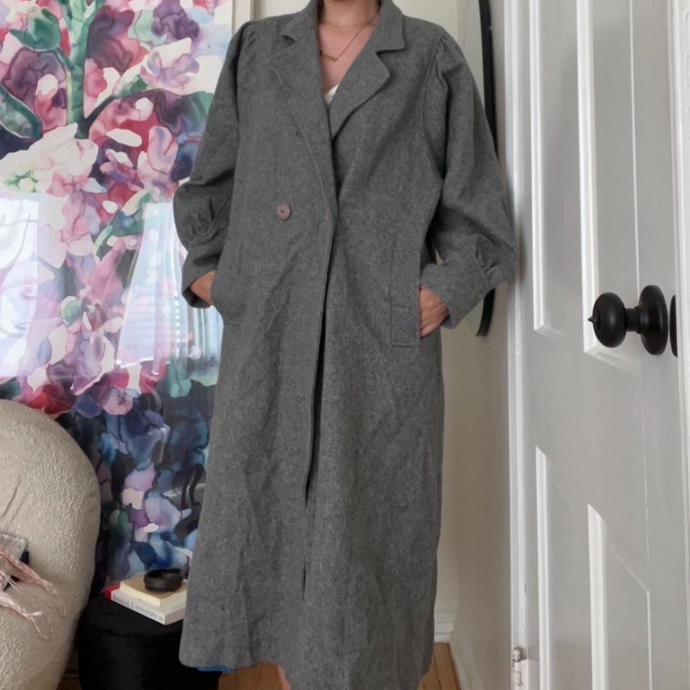Grey wool overcoat